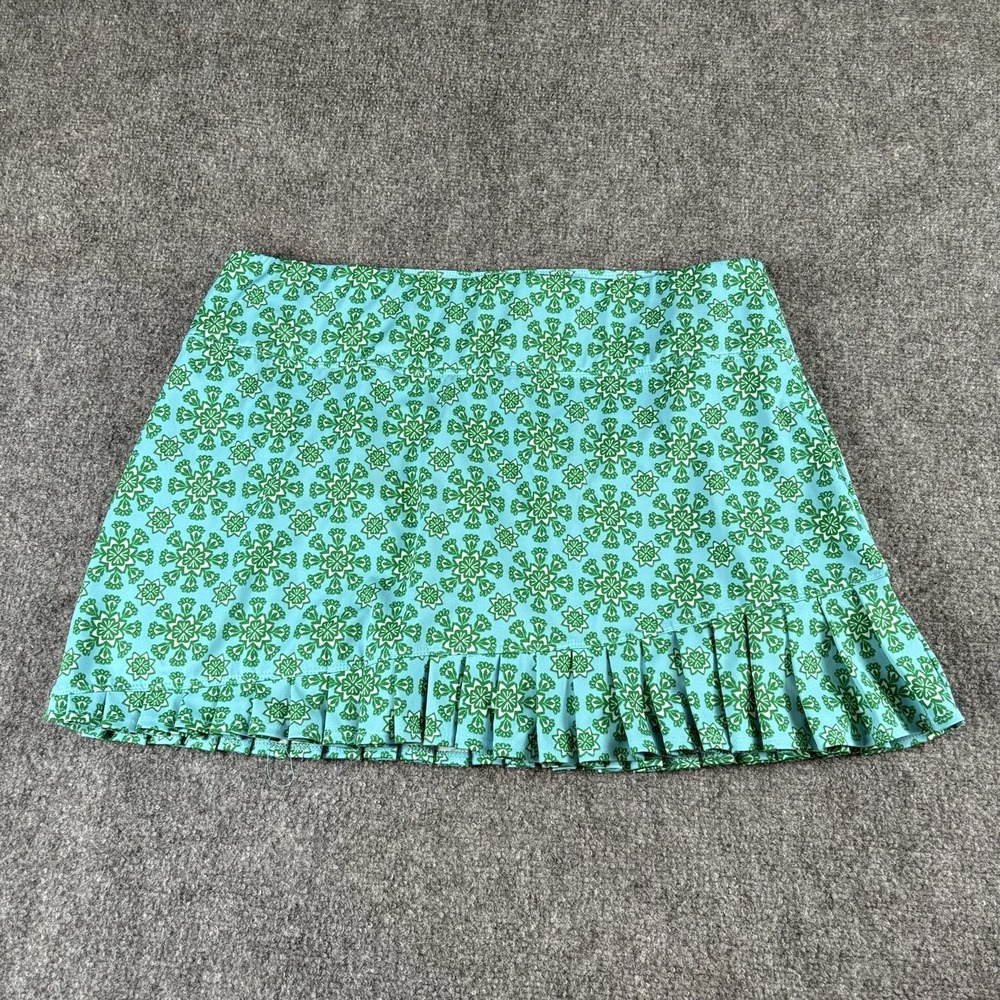 Sigrid Olsen Golf Tennis Skort Women's XL Blue Green Floral Pleated Pickleball